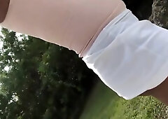 Crossdresser in tennis skirt and thong