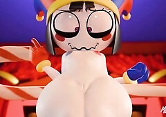 Ponmi gets screwed and begins sucking weenies ion the digital circus