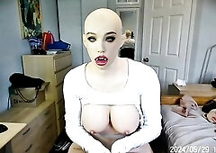 Vampire Jill Pt3! Your rubber girlfriend's stripped vampire face, matches well to her rubber body!