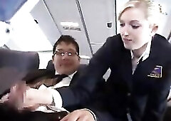 air stewardess helps with masturbation