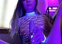 Blonde tight pussy babe solo toy fun in glamour masturbation