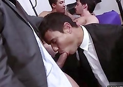 Tattoo gay foursome and cumshot