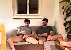 Gay hairy, amateur handjob, real couple