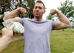 Beefy straight guy Beau takes a facial after anal