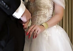 BIMBO BRIDE Gets DRILLED By SPOUSE On WEDDING NIGHT *GETS OVERSPREAD IN CUM*