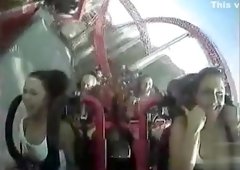 Big tits pop out on the rollercoaster