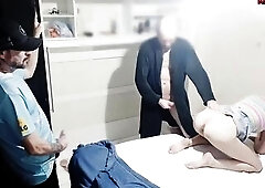 Prank with wife blindfolded and ally enters in the centre of sex, there was a ally inside the wardrobe