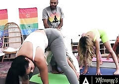 MAMA'S HUNK - Messy MILFs Hungry For Large Weenies REVERSE TEAM FUCK The Yoga Instructor & A Hunk Client