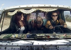 Glamorous blonde Jessica Drake screwed with her girlfriend in the van