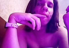 Darling Hello Kitty panting on dildo