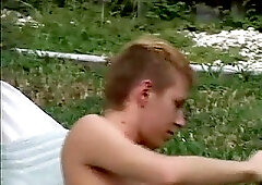 Garden solo beating off & spooging