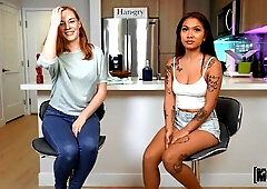 Yumi Sin and Samantha Reigns are fucking with a huge shared dick