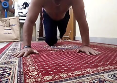 Old Man Streching His Body During Hot Workout