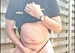 Outdoor dildo, 4k porn, grandpa masturbating
