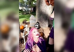 Behind the scenes joy from our Hoecus Pocus shoot! Can u tell we had a blast being hawt witches?