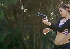 Horn-mad guard is treated with a good blowjob outdoors by Amber Nevada