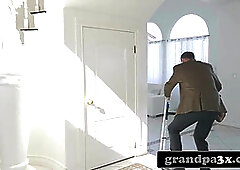 Hot Teen Pleasing Her Stepgrandpa In Exchange For Cash