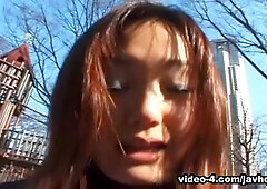 Shy Japanese Coed exhibs and fucked outdoor