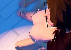 Morning sunshine in summer featuring a 3D futa cartoon