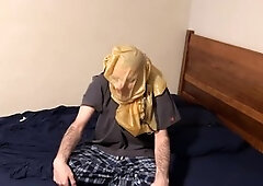 Enjoying some breathless fun with my latex ball sack and leather belt