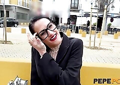 Excited teacher craves to become pornstar. Adela Myers screws a tattooed chud on PepePorn