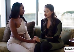 Ember Snow And Bella Rolland - Ebony Lesbian Going 3some With Bff N Gf