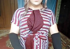 Horny ladyboy cosplayer shoots massive load without using hands