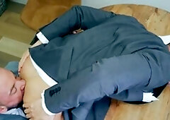 MenatPlay - Donato Reyes in a suit ass fingering in office