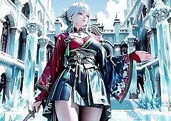 From the grand ice crystal hall to a dreamy crystal forest, 2 girls in red and green gowns unfold a visual feast of gazes and magic. The silver-haired