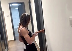 Horny maid lulu sucks and rides a dildo like a pro