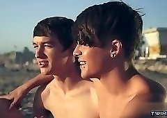 Shaved twinks anal sex and facial