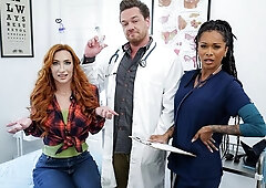 Two MILFs Sophia Locke and Cali Sweets have fun with a shared penis