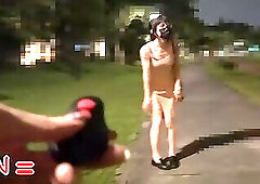 Remote control vibrate anal plug underclothes in public!