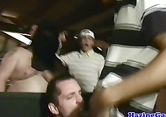 Outdoor college initiation with twinks fucked