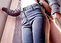 Old daddy bod took possession of my ideal booty in jeans and cum in the cleavage of my booty