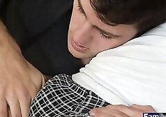 Hunk stepdad fucks hot twink in the ass on movie night