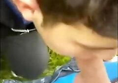 Twink sucking cock in the park and getting the cum 3