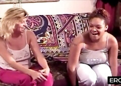 Shyly she explores her mature curves