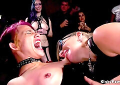 Redhead Spanked At Orgy Party