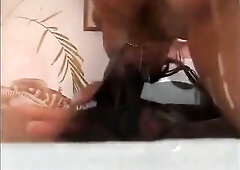 Excellent golden-haired black lady gets her vagina licked and screwed by monstrous ebony schlong