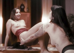 Hot Lesbian Duo Ignites Passion in Sensual Encounter