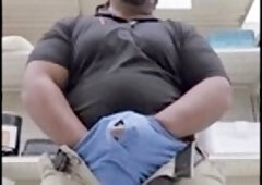 Caught, cock out, big black cock