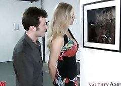 Slutty elegant blond mamma Julia Ann gets hairless cunt and large knockers banged