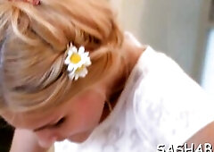 Enchanting honey shoves her wicked fingers into hawt cunt