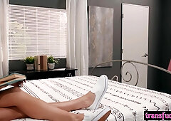 Saucy Ashley Lane swallowed shemales penis