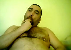 Fat Bear Fucking His Butt With A Dildo