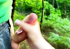 A Walk in the Woods with Ally ended with Fast Tugjob and Biggest Spunk flow