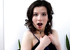 Soloing babe with nice natural tits Tais Mercedes opens her hairy pussy