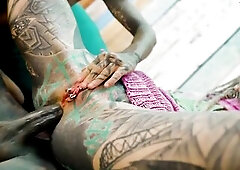 Tattooed Pair’s 1st Time with Trans Darksome Leaves – ATM & Facial