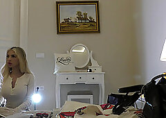 Hot Tight Shaved Pussy Big Tits Babe comes for Casting turns into a Porn Shooting for Pantyhose Academy